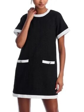 Aqua Black and White Mini Tweed Shift Dress - S 🌟